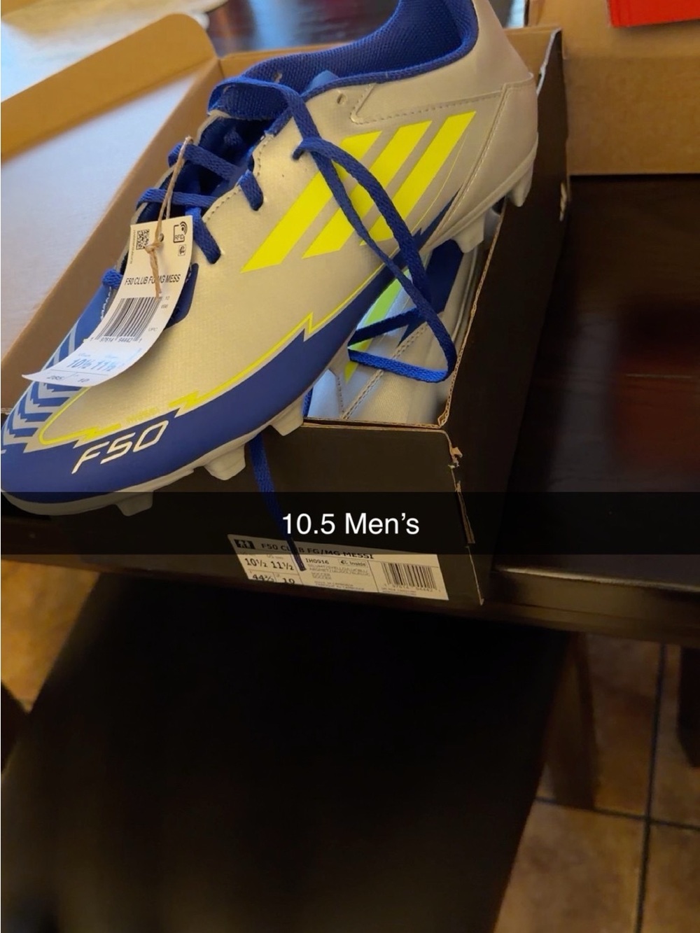 adidas Men's Blue, Silver and Yellow F50 Soccer Cleats